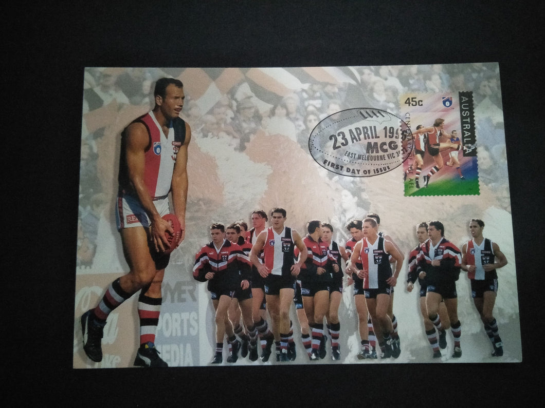 St Kilda Saints Football Club AFL Centenary 1996 First Day Postcard