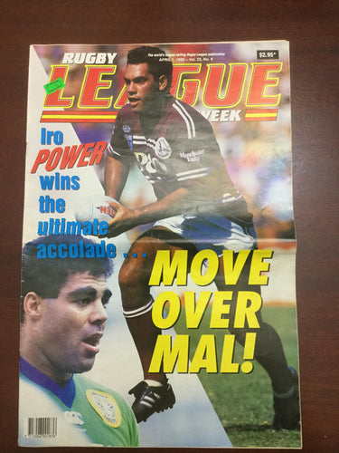 1992 Rugby League Week Magazine April 1 1992 - Vol 23 No. 9