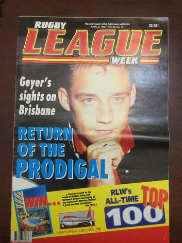 1992 Rugby League Week Magazine April 8 1992 - Vol 23 No. 10