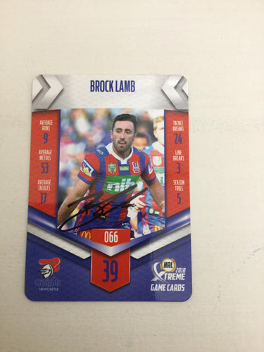 2018 NRL Xtreme Brock Lamb Newcastle Knights Signature Card