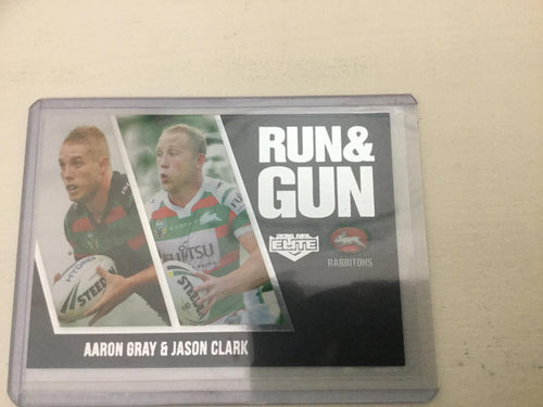 2016 NRL Elite RUN & GUN Parallel Aaron Gray & Jason Clark Rabbitohs RGP24/32  #82/100