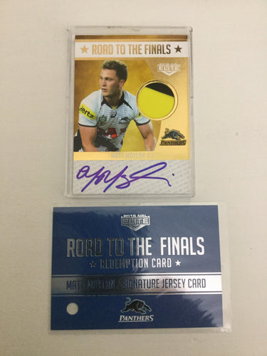 2015 TLA NRL Elite Road to the Finals Jersey Signature Card Matt Moylan Panthers RFS3 #13/50