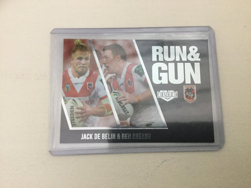 2016 NRL Elite RUN & GUN Parallel Jack De Belin & Ben Creagh Dragons RGP26/32  #30/100