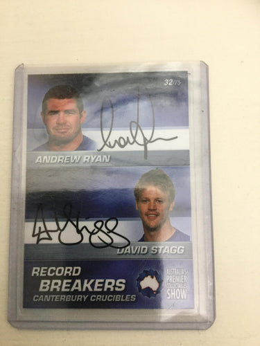 2010 APCS Record Breakers  Andrew Ryan & David Stagg BULLDOGS Dual Auto Card #32/75