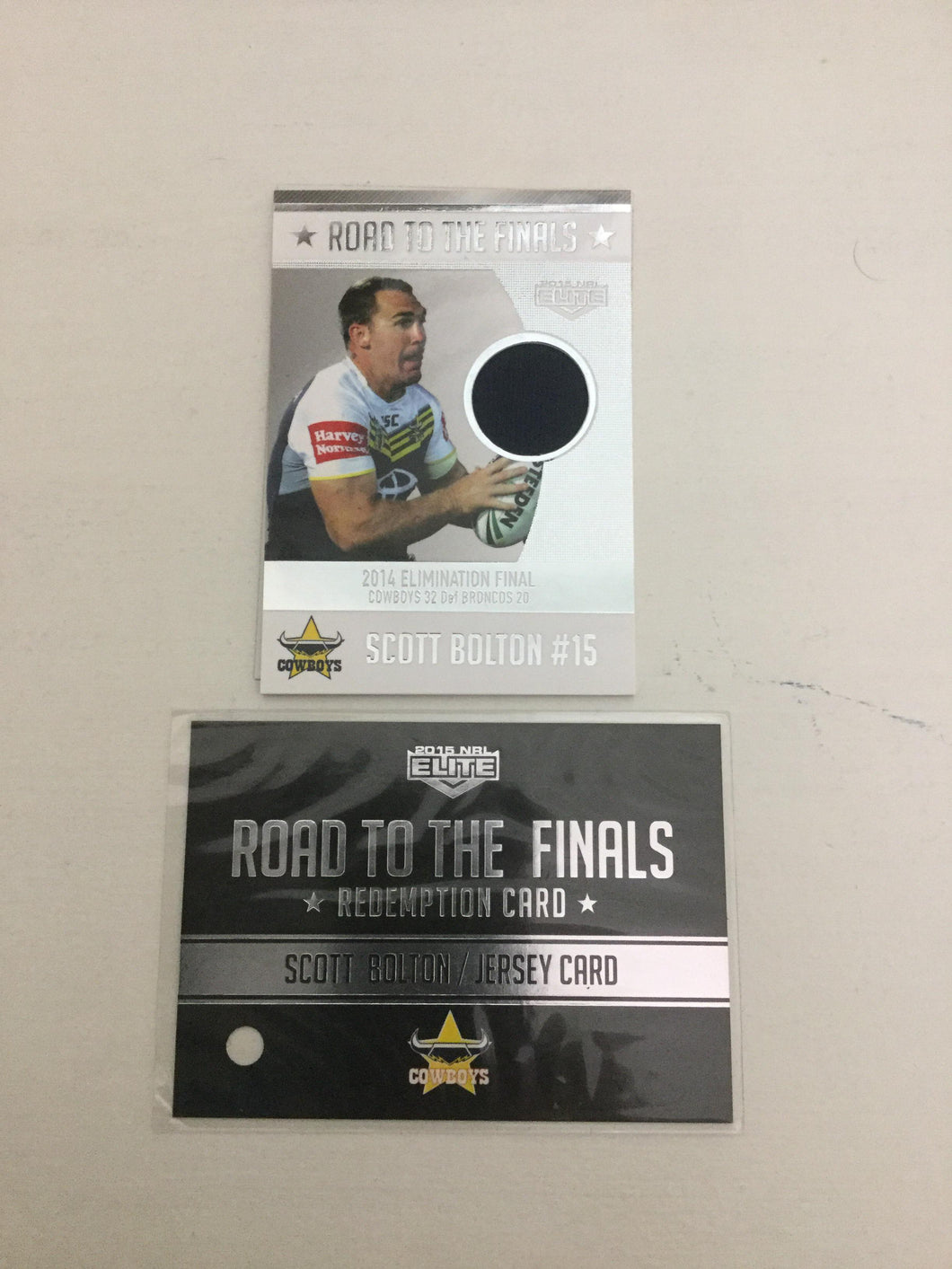 2015 TLA NRL Elite Road to the Finals Jersey Card Scott Bolton Cowboys RF2 #122/150