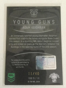 2019 TLA NRL Elite Young Guns Black Signature Adam Keighran #11/40