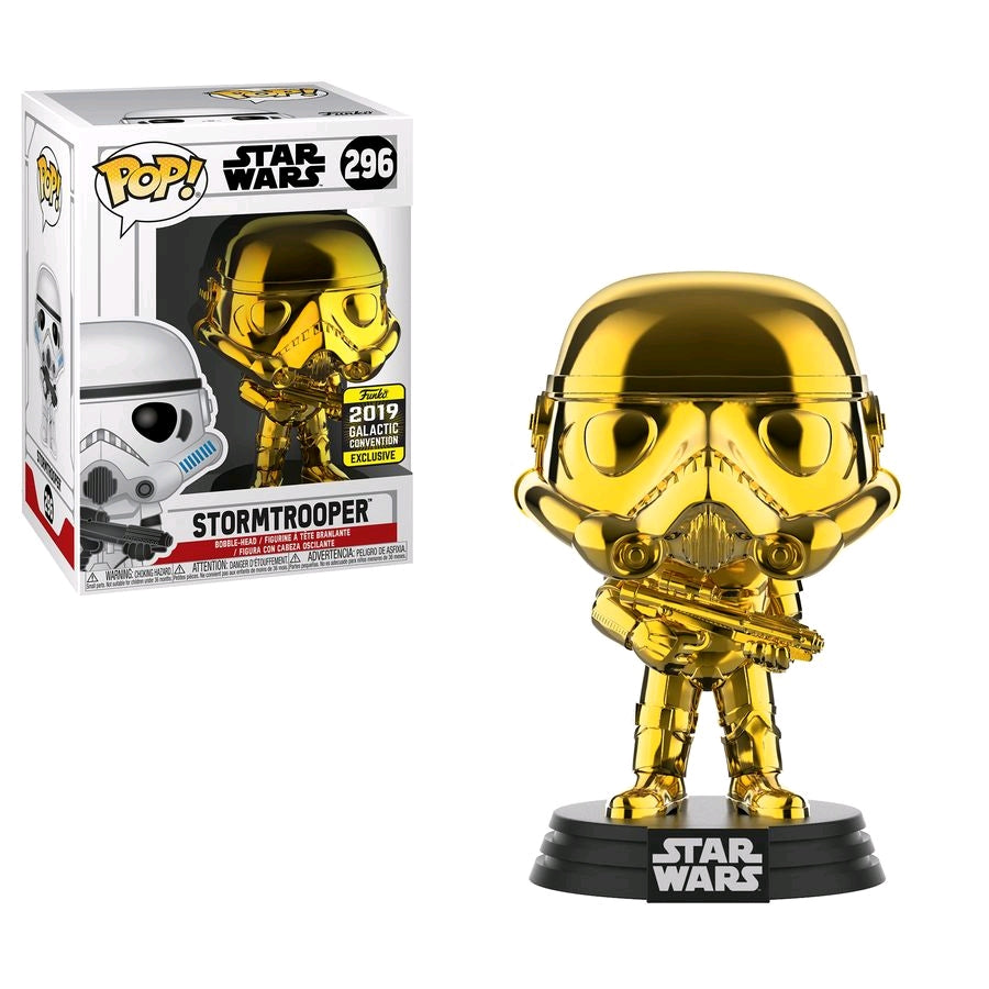 Star Wars - Stormtrooper Gold Chrome SW19 2019 Galactic Convention US Exclusive Pop! Vinyl #296