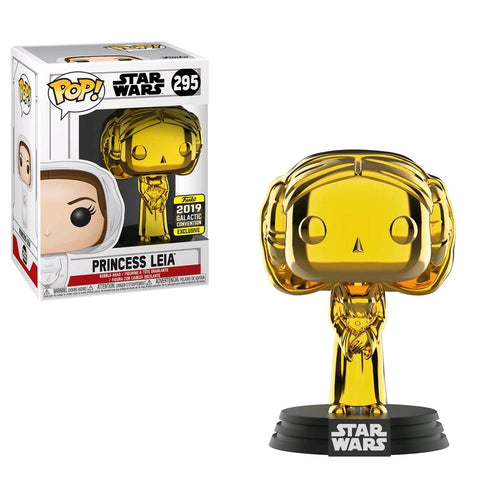 Star Wars - Princess Leia Gold Chrome SW19 2019 Galactic Convention US Exclusive Pop! Vinyl #295