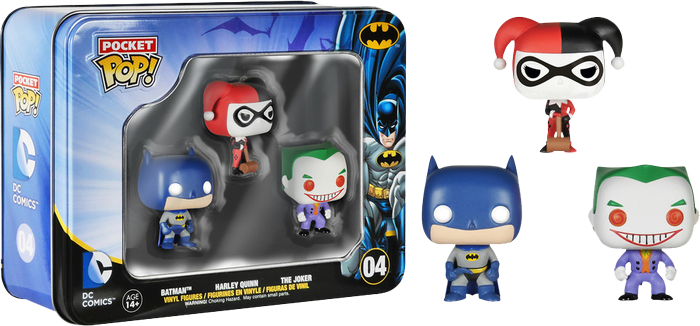 Batman, Harley Quinn and Joker Pocket Pop! 3-Pack Tin