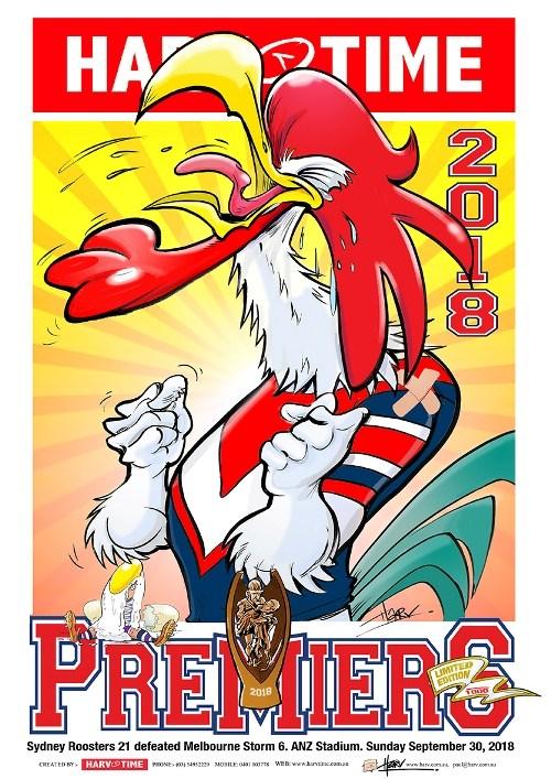 Sydney Roosters, 2018 NRL Premiers, Harv Time Poster #113
