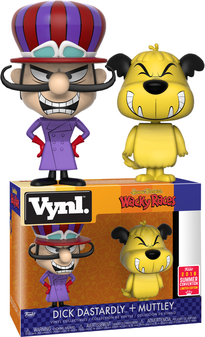 Funko Vynl Hanna Barbera Wacky Races Dick Dastardly & Muttley SDCC 2018 2-Pack